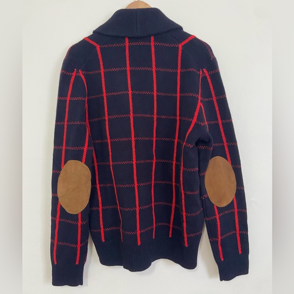 Brooks Brothers Navy and Red Checkered Cardigan - Picture 2 of 4